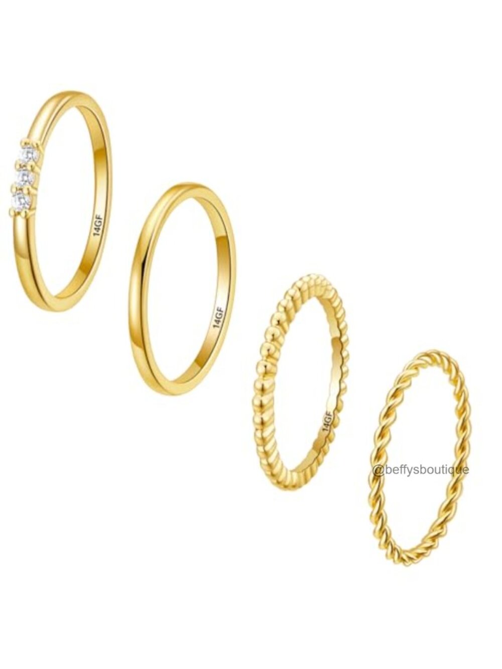 S925 Sterling Silver 14k Gold Filled Plated Stackable Thin Rings Set Cubic